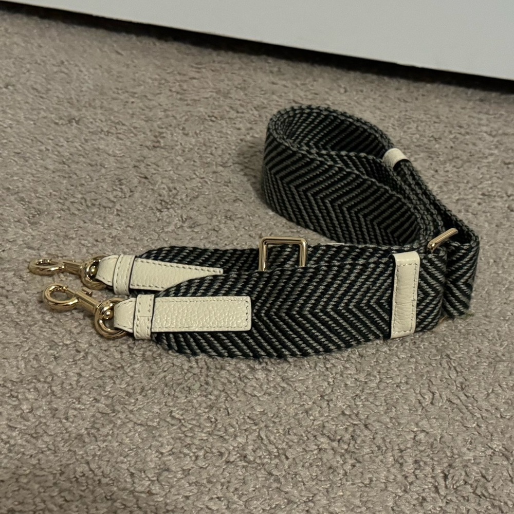 Cool Marc Jacobs black gray striped crossbody guitar strap adjustable new